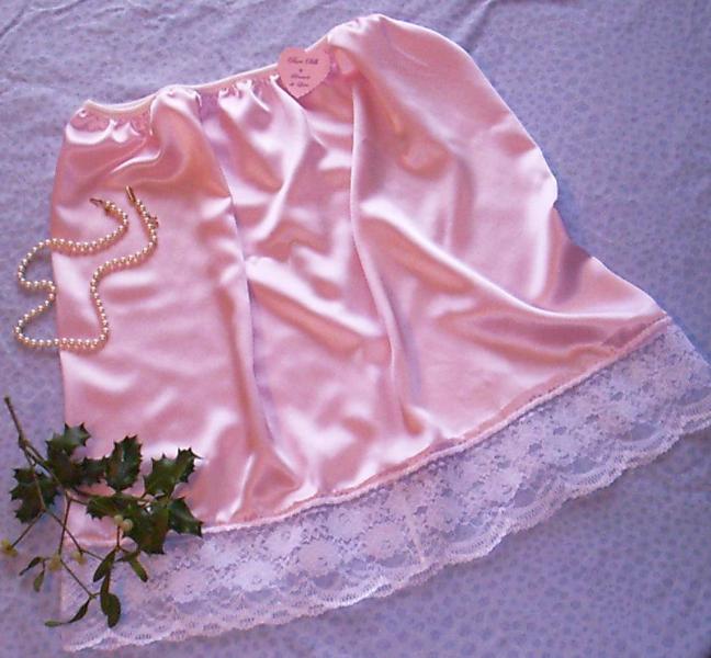 Pale Pink satin and white lace half slip